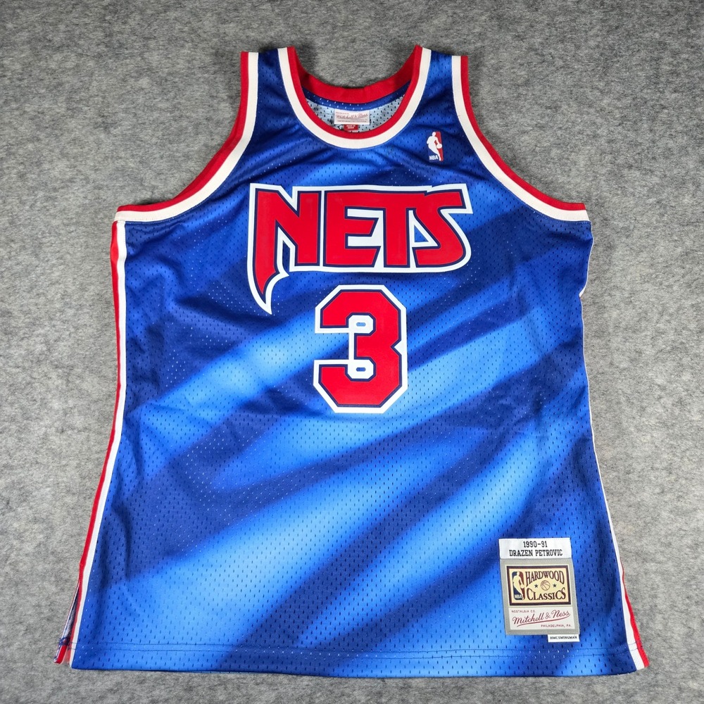 Mitchell & Ness Mens Blue Drazen Petrovic Hardwood Classics Nets Jersey XL